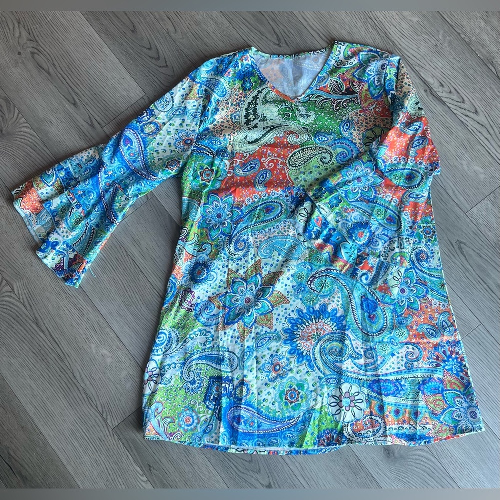 Blue Peacock Patterned Dress 🦚